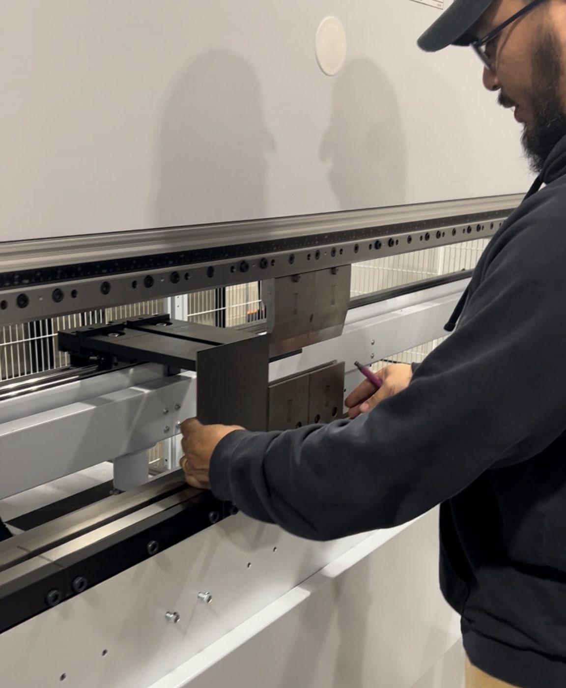 Operator setting up a part on the TRUMPF TruBend press brake in Shrewsbury